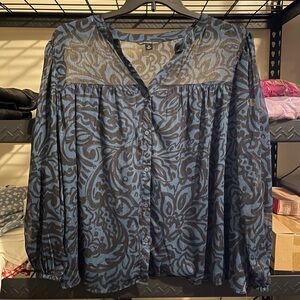 Zac & Rachel Ensign Blue/Black Blouse.